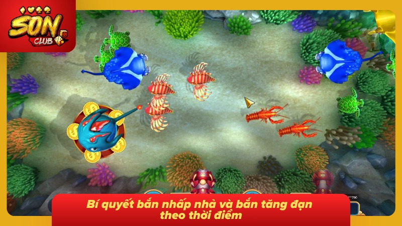 Bắn Cá Ăn Xu: Trải Nghiệm Săn Thưởng Đại Dương Đỉnh Cao 7 Bắn nhấp nhả và tăng đạn giúp diệt cá nhanh hơn