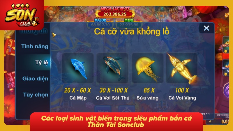 Bắn Cá Thần Tài Sonclub - Săn Thưởng Hấp Dẫn Từ Đại Dương 6 Thế giới sinh vật đa dạng