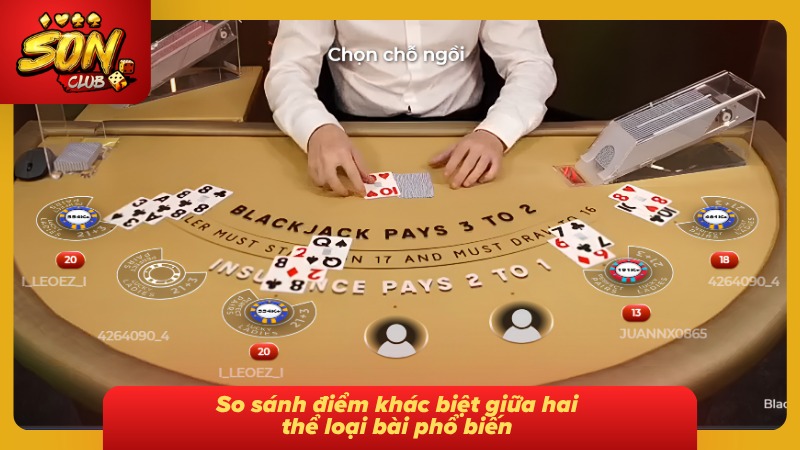 Blackjack – Bí Quyết Chơi Bài 21 Điểm Thắng Lớn Cùng Sonclub 4 Điểm khác nhau giữa hai thể loại bài phổ biến