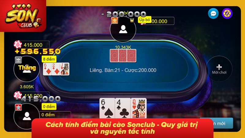 Cách Tính Điểm Bài Cào Sonclub Chuẩn Xác Đáng Tin Cậy 2 Giao diện tổng kết ván chơi và tính điểm cuối cùng