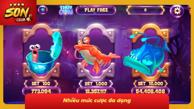 Nổ Hũ Thủy Cung Sonclub - Siêu Phẩm Slot Game Hot Nhất Năm 4 Cung cấp nhiều mức cược cực đa dạng và phù hợp